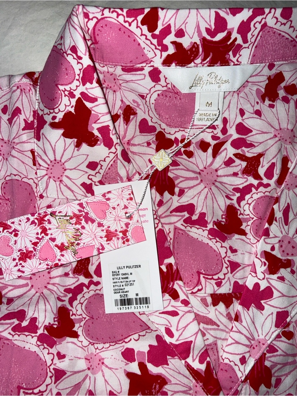 Lilly Pulitzer Pajama Set - Coconut Dear Heart, M